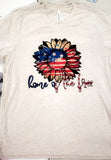 Home of the Free Sunflower on White V Neck Tee