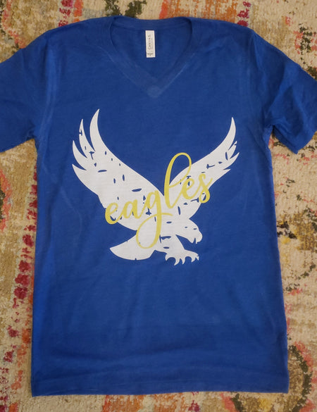 Blue and Gold Headdress Indians Tee