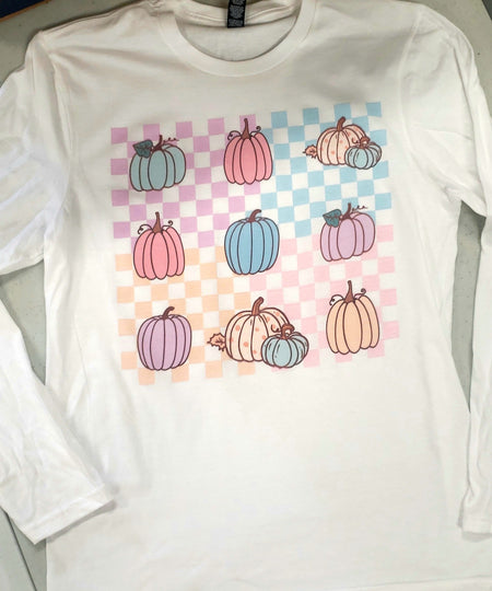 Autumn Leaves and Pumpkins Please on Peach Crewneck (Fits True to Size)