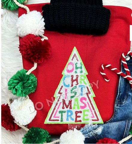 Oh Christmas Tree Sequin Patch Sweatshirt