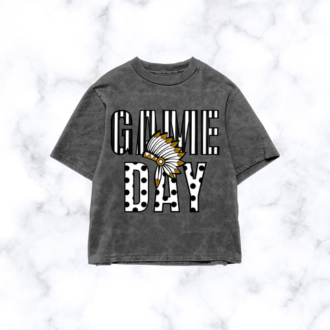 Game Day on Pepper Gray Comfort Colors Brand Cropped Tee