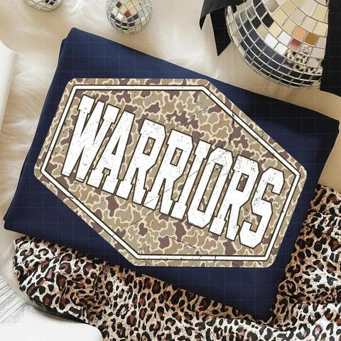 Warriors Camou on black or white tee