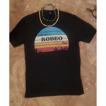 Rodeo on Heather White Bella Canvas Vneck (fits True to Size)
