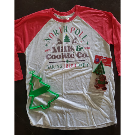 Christmas Milk and Cookie Crew on Red Raglan (Unisex Fit)