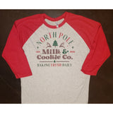 Christmas Milk and Cookie Crew on Red Raglan (Unisex Fit)