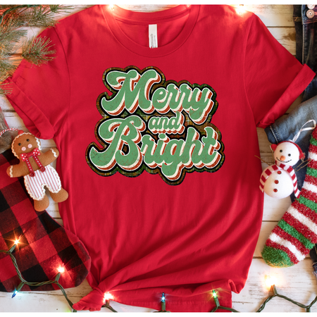 Hand Painted Glitter Holly Jolly on Pink Raglan (Unisex Fit)