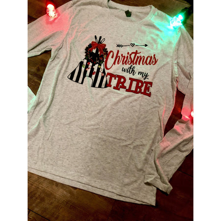 Country Christmas on Grey Long Sleeve (Fits True to Size)